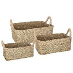 Un set de trei cosuri decorative dreptunghiulare cu manere, 3 dimensiuni