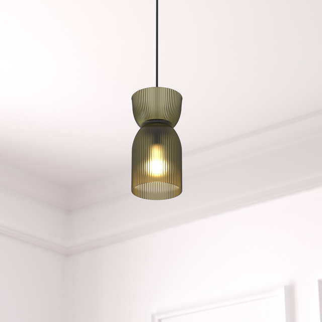 Lampă suspendată din sticlă verde ANCEL, Ø 14 cm