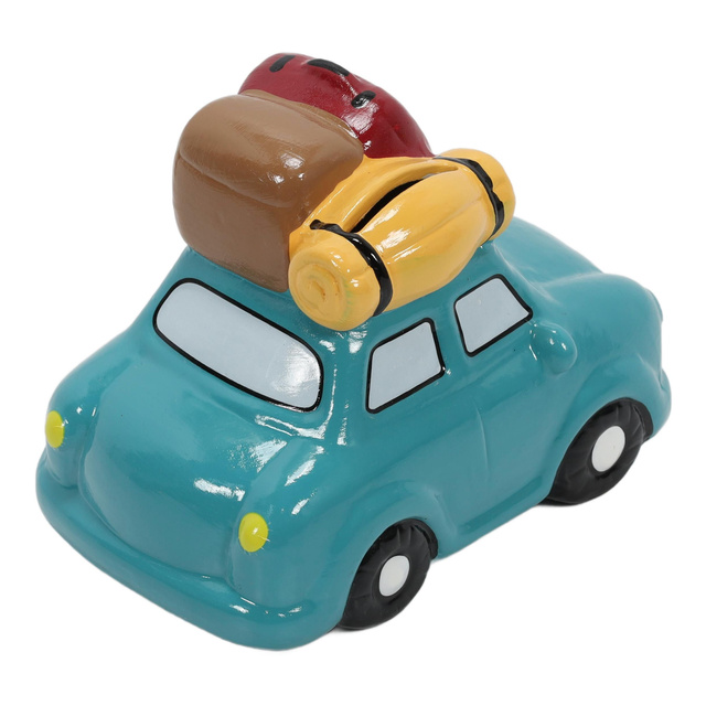 O pușculiță din ceramică colorată cu motiv de călătorie