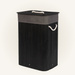Coș de rufe negru din bambus, 80 l