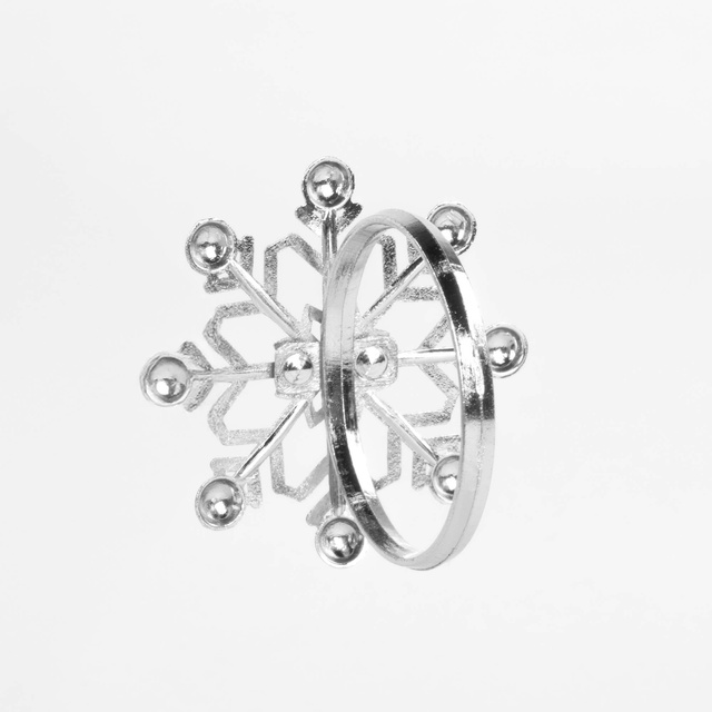 Ineluri argintii pentru șervețele cu motiv sărbătoresc, 4 buc.