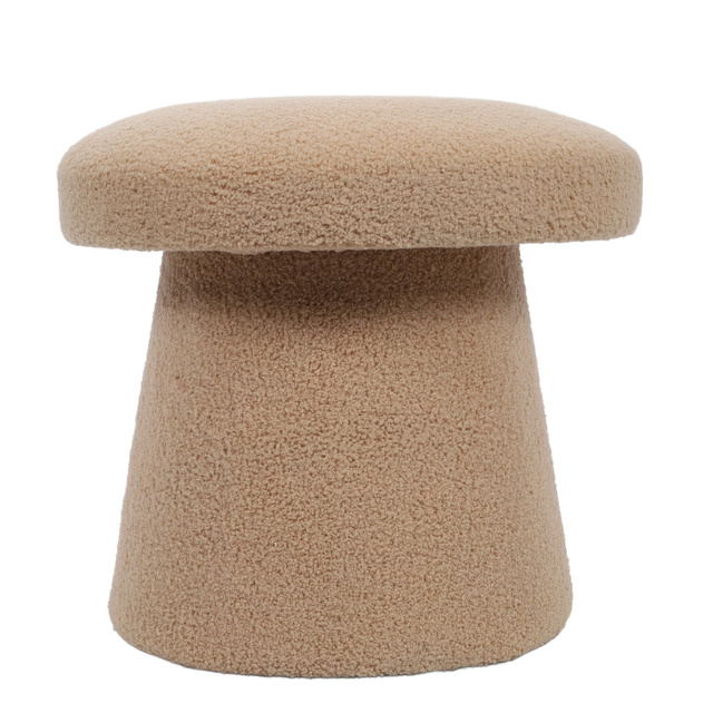 Puf rotund tapițat TEDDY ciupercă boucle, Ø 43 x 38 cm