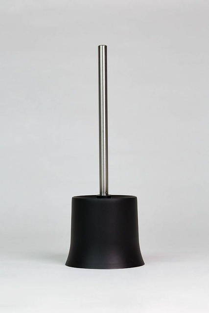 Recipient pentru perie + perie WC, WENKO, negru