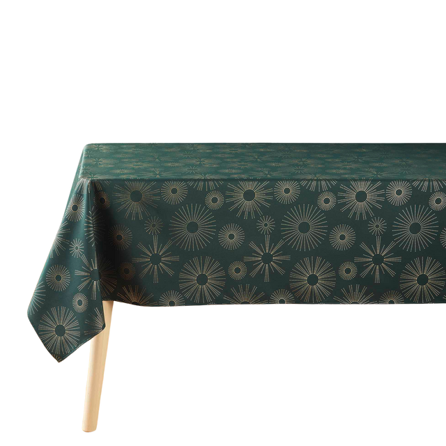 Fata de masă verde cu un model aurit, PAMPILLE