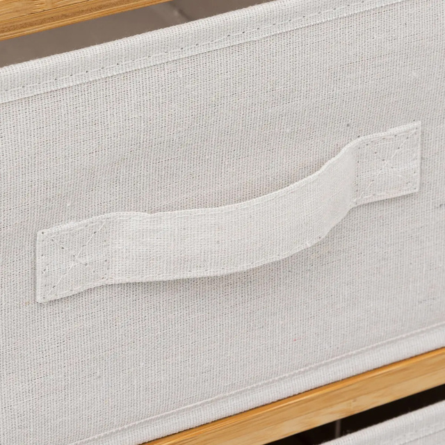 Dulap din bambus TIDY cu 6 coșuri din material textil, înălțime 78,5 cm.