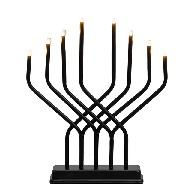 Candelă adventistă LED, 8 lumini, 32 x 27 cm, negru