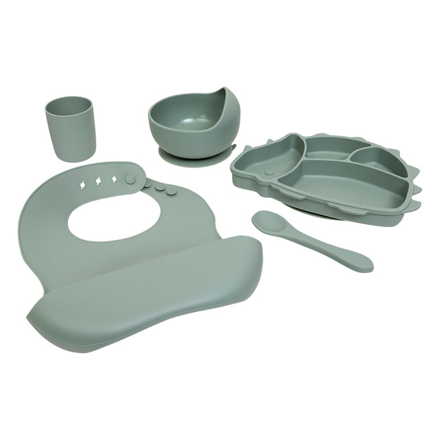Set de masă pentru copii Dino din silicon, verde