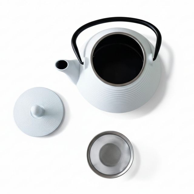 Ceainic din fontă cu infuzor YUKI, 1000 ml, alb