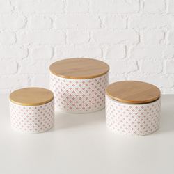 Set 3 recipiente
din ceramica
Lilly cu capac
din bambus, alb