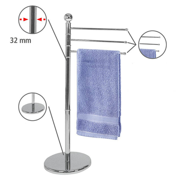 Suport pentru prosoape - 3 brațe, cromat, WENKO