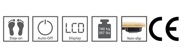 Cantar de baie, BAMBUSA, electronic, bambus, 30 x 30 cm, Wenko