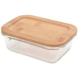 Caserola din sticla cu capac din bambus 370 ml