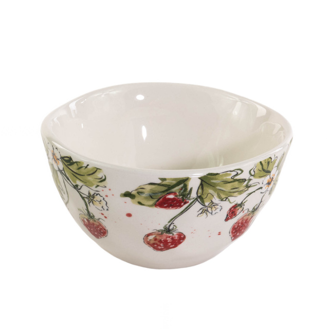 Bol ceramic pentru supa Strawberry, model capsuni, 540 ml