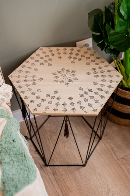 Masa de cafea, Bej/Negru, 43x40 cm, Atmosphera Créateur d'intérieur