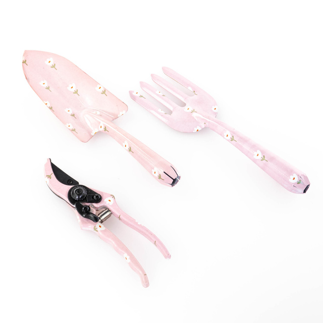 Unelte de gradina cadou Lilly, mini lopata, mini furca, mini foarfeca, 3 elemente