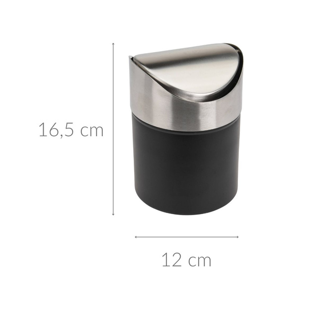 Coș de gunoi de baie, oțel inoxidabil, capac pivotant, Ø 12 cm