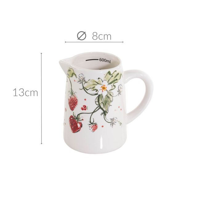 Carafa ceramica Strawberry, cu model capsuni, 500 ml