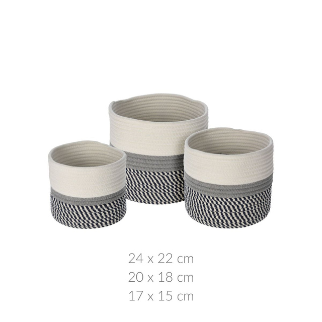 Coș de depozitare din bumbac, 3 buc