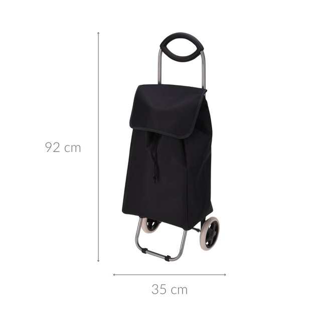 Cos de cumparaturi cu roti si maner confortabil, negru, 30 l