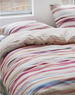 Set de lenjerie din bumbac satinat cu dungi colorate, 140 x 220 cm, Esprit