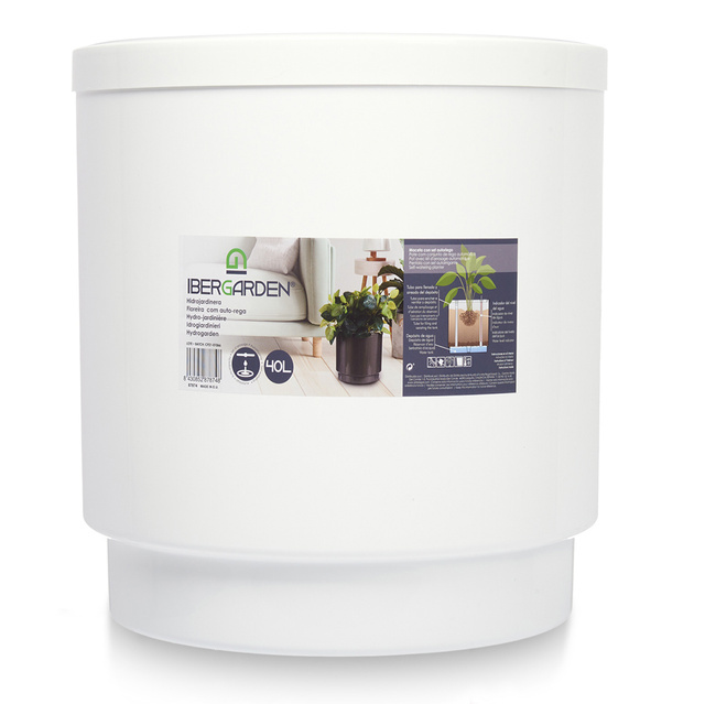 Ghiveci pentru flori cu auto-udare, alb, Ø 38 cm