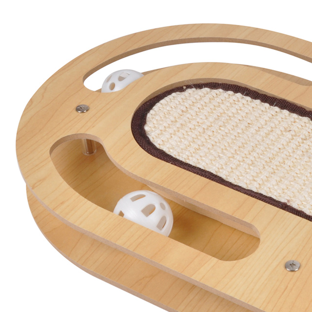 Jucarie interactiva pentru pisici, 45 x 25 cm, ovala, cu bile si spatiu abraziv