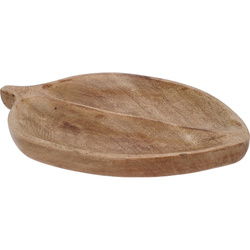 Masă de servire în formă de frunză, lemn de mango, 27 x 17 cm