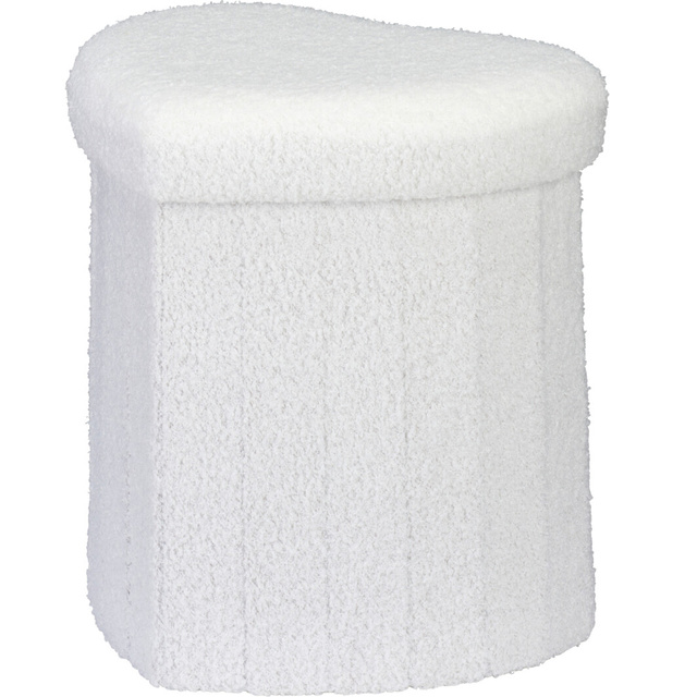 Pufă inimă ALLOY, tapițerie de miel, 34 x 28 x 35 cm, albă