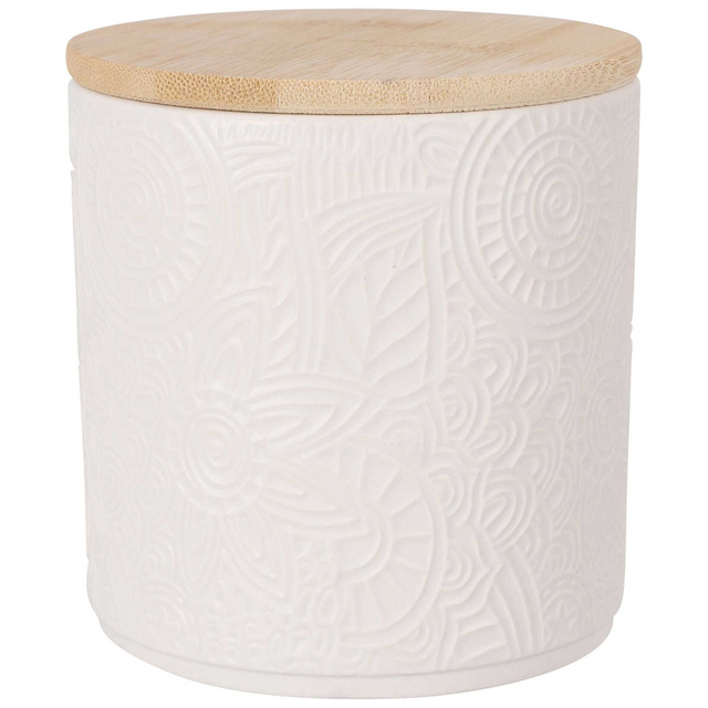 Borcan ceramic cu capac din bambus, Ø 10 x 10,5 cm