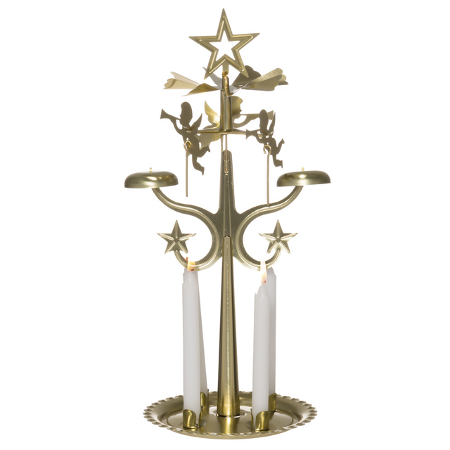 Candelabru metalic cu carusel pentru lumânări conice, 28 cm