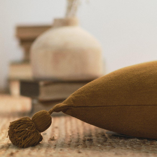 Perna din bumbac cu ciucuri, 45 x 45 cm