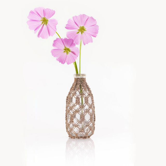 Vaza din sticla cu sfoara impletita, Ø 24 cm