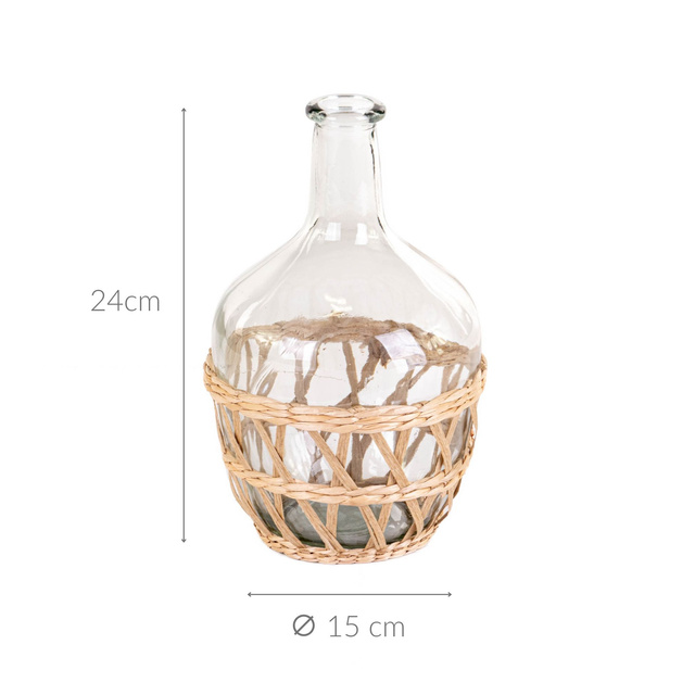 Vaza din sticla cu impletitura decorativa, 15 x 24 cm