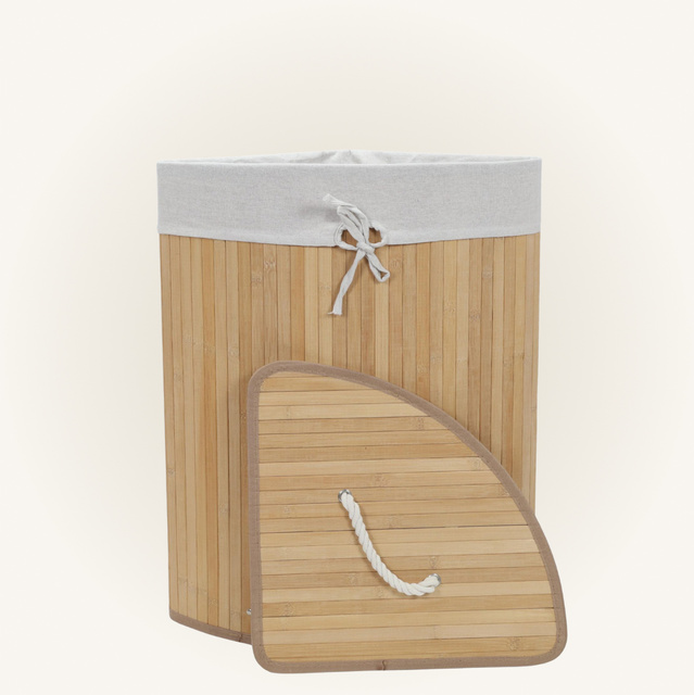 Coș de rufe colțar ARCO, bambus, 60 l, natural