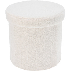 Puf rotund cu spațiu de depozitare KRUK, boucle, 38 x 38 cm