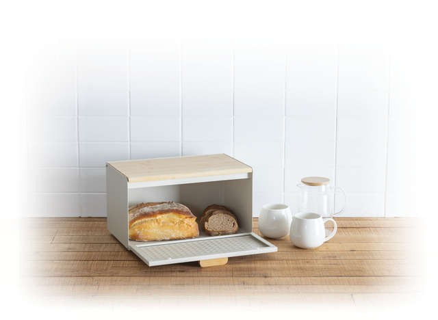 Cutie de pâine metalică SENSIA cu capac din bambus