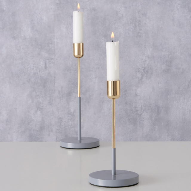 Set 2 suporturi metalice pentru lumanare Telmo