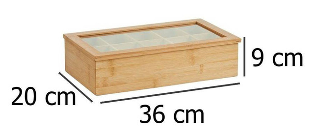 Cutie de bambus pentru ceai la plic - 10 compartimente, ZELLER