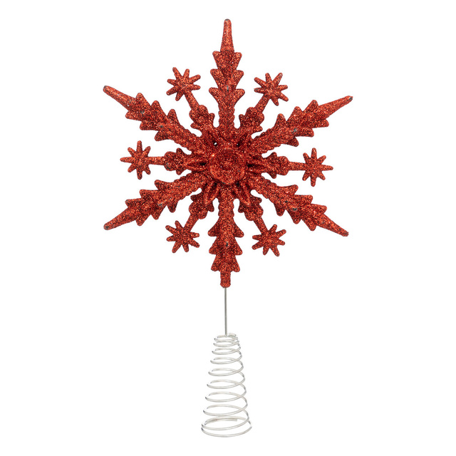 Varf pentru brad, fulg de nea cu sclipici, 22 cm
