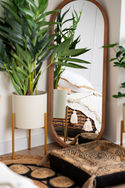 Oglinda ovala in rama de lemn Gianni, 35 x 90 cm