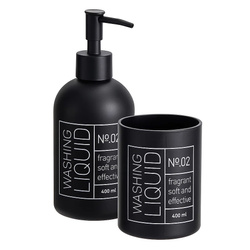 Dispenser de săpun din sticlă și suport pentru periuțe de dinți ONYX, negru