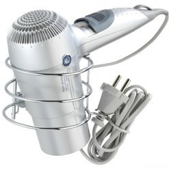 Suport pentru uscatorul de par Wenko Classic, Otel inoxidabil, 13.5 x 11 x 10.5 cm, 9.5 cm diametru, Argintiu