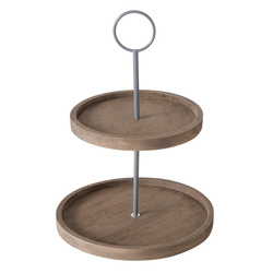 Platou decorativ din lemn Samina, doua nivele, inaltime 35 cm