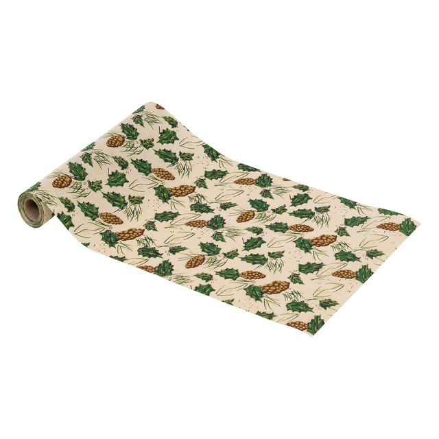 Traversa de masa de Craciun, model conuri de pin, 28 x 300 cm