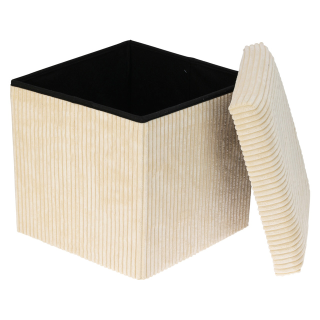 Taburet din velur-cord cu spațiu de depozitare TOBO, 38 x 38 x 38 cm