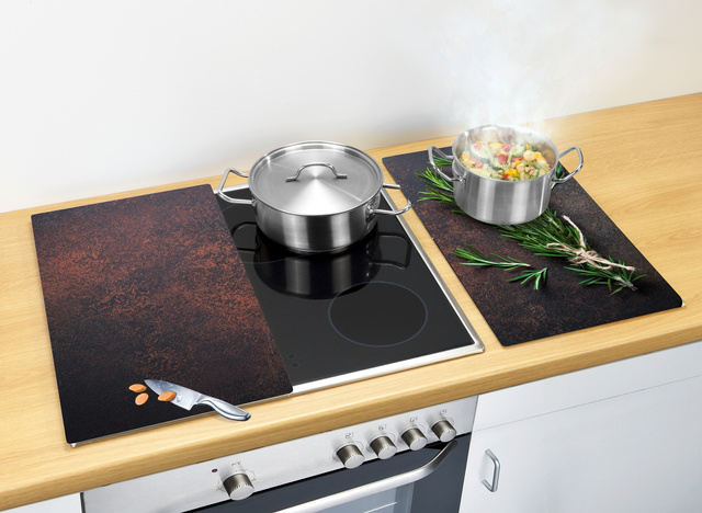 Set 2 placi protectoare pentru aragaz Rosemary, Sticla, 52x30 cm, ALLSTAR