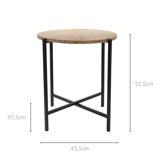 Meseu rotund de cafea cu blat din lemn de mango, Ø 45,5 x 51,5 cm