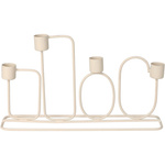 Candelabru metalic de culoare gri deschis pentru 4 lumânări, 27 x 15,7 cm