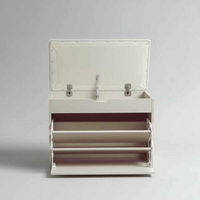 Dulap pentru pantofi cu loc de șezut și rafturi retractabile VAULT, 57 x 30 x 53 cm