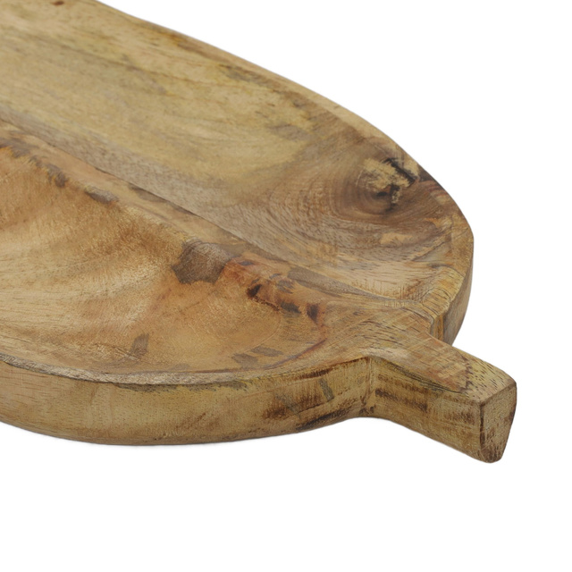 Masă de servire în formă de frunză, lemn de mango, 40 x 18 cm